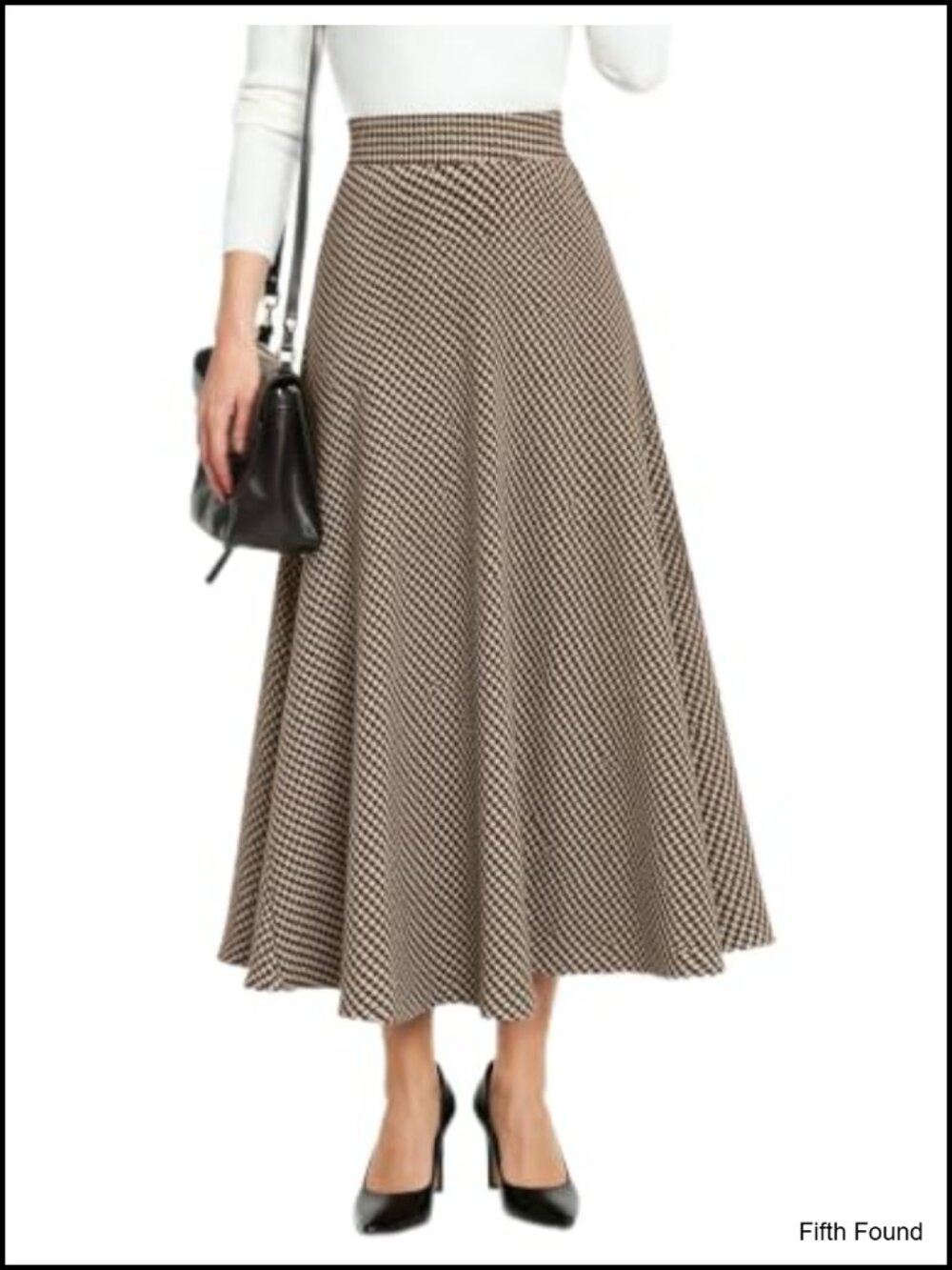 Plaid A-Line Midi Skirt with Pockets Elastic Waist Tartan Skirt